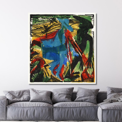 L'Histoire Merveilleuse De Peter Schlemihl La Rencontre De Schlemihl Avec Son Ombre 1915 Ernst Ludwig Kirchner tableau impressio