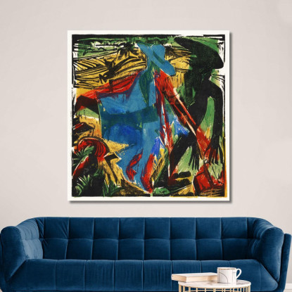 L'Histoire Merveilleuse De Peter Schlemihl La Rencontre De Schlemihl Avec Son Ombre 1915 Ernst Ludwig Kirchner tableau impressio