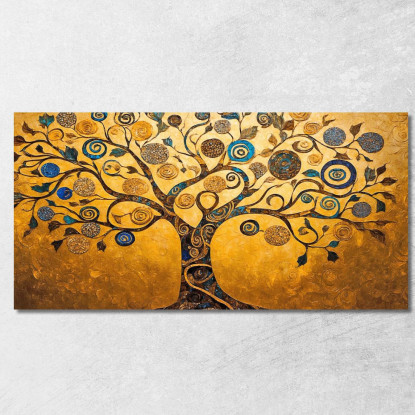 Quadro Albero Della Vita Oro E Spirali Blu avt4 quadro stampato su tela