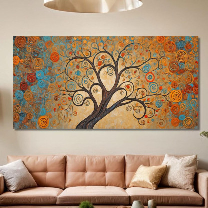 Quadro Albero Della Vita Autunno Astratto avt7 quadro stampato su tela