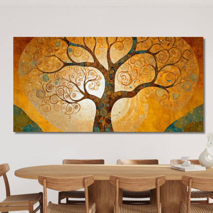 Quadro Albero Della Vita Spirali Oro avt12 quadro stampato su tela