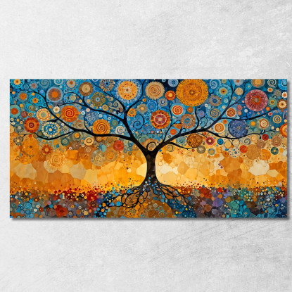 Quadro Albero Della Vita Radici E Cerchi Blu avt14 quadro stampato su tela