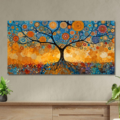 Quadro Albero Della Vita Radici E Cerchi Blu avt14 quadro stampato su tela