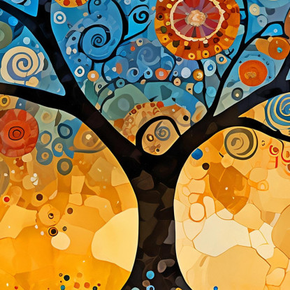 Quadro Albero Della Vita Radici E Cerchi Blu avt14 quadro stampato su tela