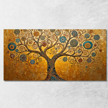 Quadro Albero Della Vita Spirali Oro E Blu avt17 quadro stampato su tela