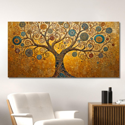 Quadro Albero Della Vita Spirali Oro E Blu avt17 quadro stampato su tela