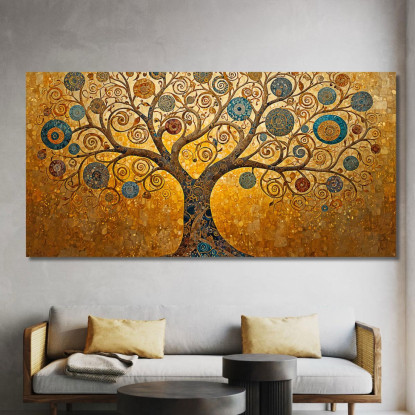 Quadro Albero Della Vita Spirali Oro E Blu avt17 quadro stampato su tela