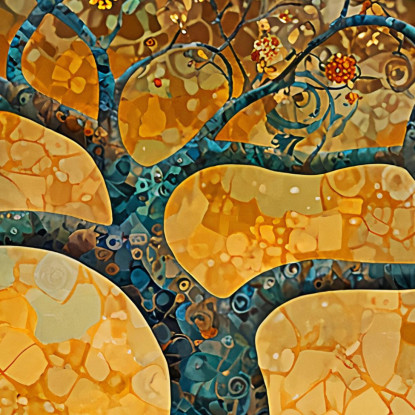 Quadro Albero Della Vita Montagna E Luna Gialla avt19 quadro stampato su tela