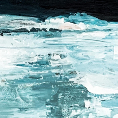 Quadro Astratto Con Paesaggio Astratto Nei Toni Blu E Oro abs17 quadro stampato su tela