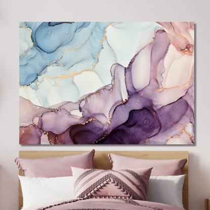 Quadro Astratto Con Tonalità Viola E Blu E Dettagli Luminosi abs20 quadro stampato su tela