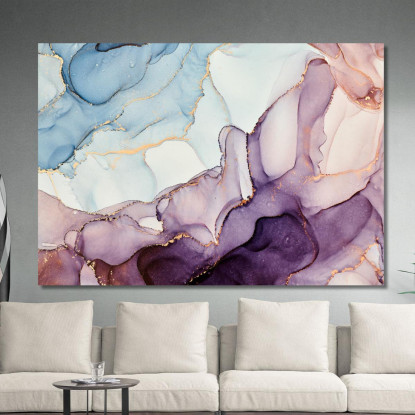 Quadro Astratto Con Tonalità Viola E Blu E Dettagli Luminosi abs20 quadro stampato su tela