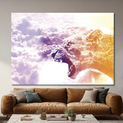 Quadro Astratto Leonessa Tra Le Nuvole abs49 quadro stampato su tela