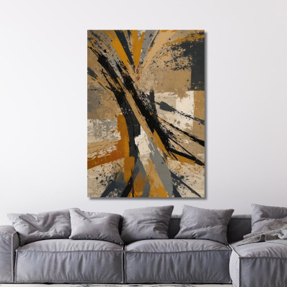 Quadro Astratto Linee Dorate E Nere Su Sfondo Chiaro abs50 quadro stampato su tela