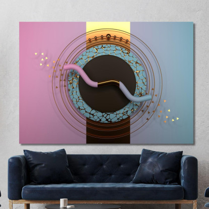 Quadro Astratto Moderno Con Cerchi Oro E Dettagli Geometrici abs53 quadro stampato su tela