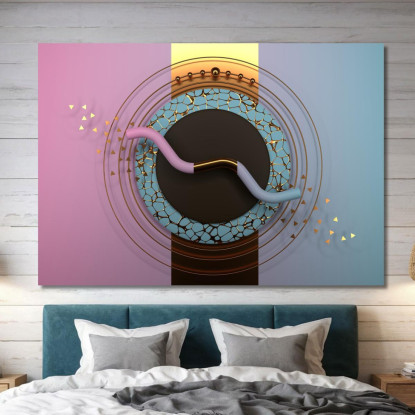 Quadro Astratto Moderno Con Cerchi Oro E Dettagli Geometrici abs53 quadro stampato su tela