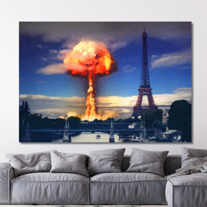 Quadro Astratto Parigi Esplosione Mai Più abs64 quadro stampato su tela