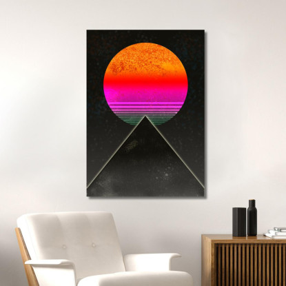 Quadro Astratto Sole Geometrico abs72 quadro stampato su tela