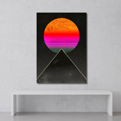 Quadro Astratto Sole Geometrico abs72 quadro stampato su tela