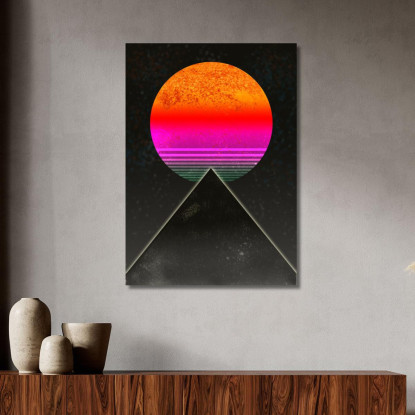 Quadro Astratto Sole Geometrico abs72 quadro stampato su tela