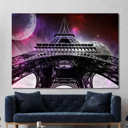Quadro Astratto Torre Eiffel Galattico abs73 quadro stampato su tela