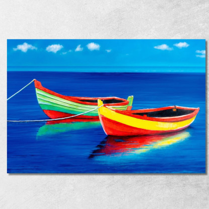 Quadro Barche Colorate Sul Mare Blu abs75 quadro stampato su tela