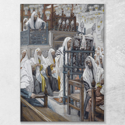 Gesù Srotola Il Libro Nella Sinagoga James Tissot jts41 quadro stampato su tela