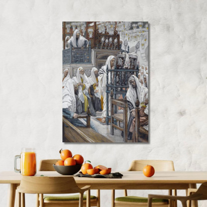 Gesù Srotola Il Libro Nella Sinagoga James Tissot jts41 quadro stampato su tela