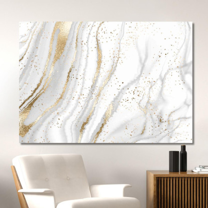 Quadro Marmo Bianco Con Venature Dorate abs83 quadro stampato su tela