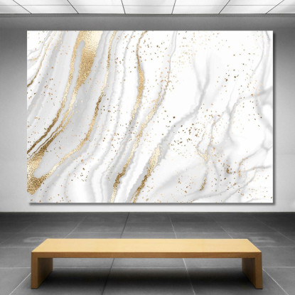 Quadro Marmo Bianco Con Venature Dorate abs83 quadro stampato su tela