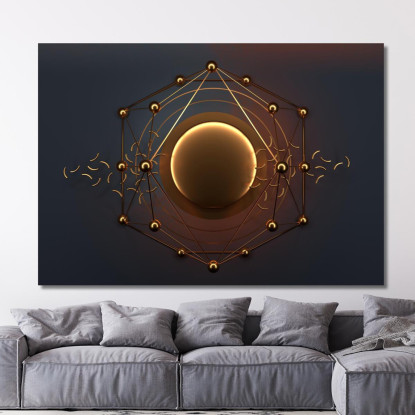Quadro Minimalista Futuristico Cerchio Dorato Su Sfondo Scuro abs85 quadro stampato su tela