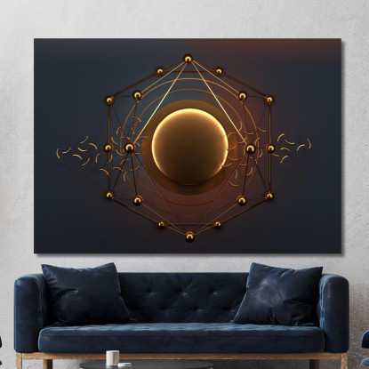 Quadro Minimalista Futuristico Cerchio Dorato Su Sfondo Scuro abs85 quadro stampato su tela