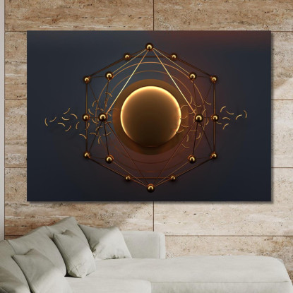 Quadro Minimalista Futuristico Cerchio Dorato Su Sfondo Scuro abs85 quadro stampato su tela
