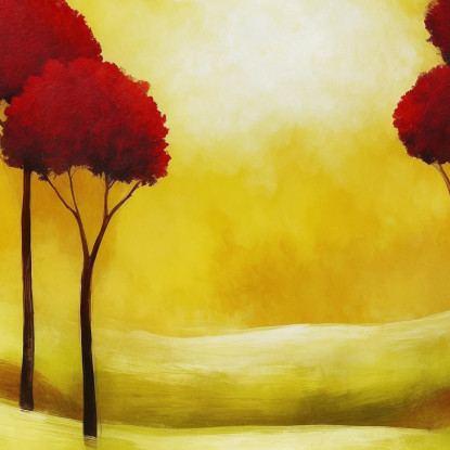 Quadro Paesaggio Astratto Con Alberi Rossi abs87 quadro stampato su tela