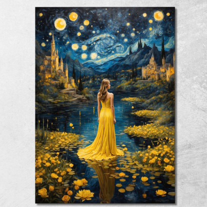 Quadro Ragazza Fantastica Fantastica Con Vestito Giallo abs89 quadro stampato su tela