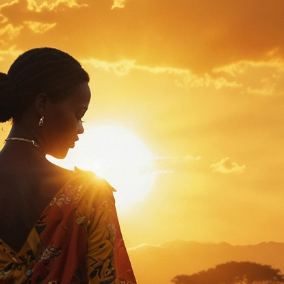 Quadro Donna Africana Al Tramonto Madre E Figlio Nella Savana afr1 quadro stampato su tela
