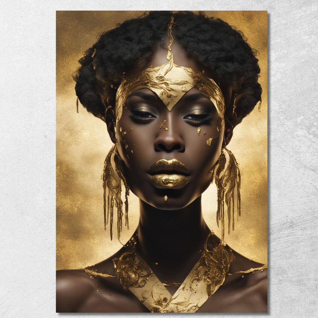 Quadro Donna Africana Con Corona Dorata Regalità E Stile afr3 quadro stampato su tela