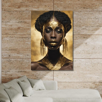 Quadro Donna Africana Con Corona Dorata Regalità E Stile afr3 quadro stampato su tela