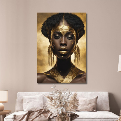 Quadro Donna Africana Con Corona Dorata Regalità E Stile afr3 quadro stampato su tela