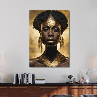 Quadro Donna Africana Con Corona Dorata Regalità E Stile afr3 quadro stampato su tela
