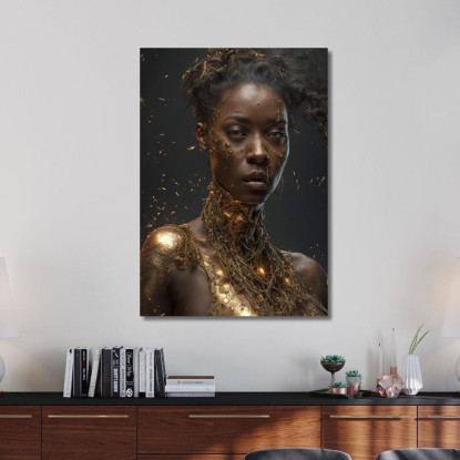 Quadro Donna Africana Con Dettagli Dorati Arte Contemporanea Ed Eleganza afr5 quadro stampato su tela