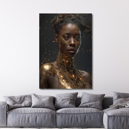 Quadro Donna Africana Con Dettagli Dorati Arte Contemporanea Ed Eleganza afr5 quadro stampato su tela