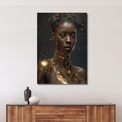 Quadro Donna Africana Con Dettagli Dorati Arte Contemporanea Ed Eleganza afr5 quadro stampato su tela