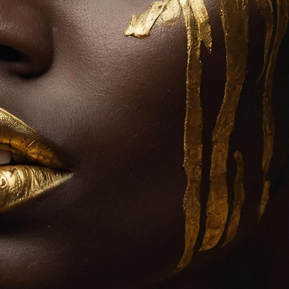 Quadro Etnico Donna Africana Eleganza Dorata Su Sfondo Oro afr16 quadro stampato su tela