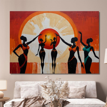 Quadro Etnico Donne Africane Celebrazione Al Tramonto afr19 quadro stampato su tela