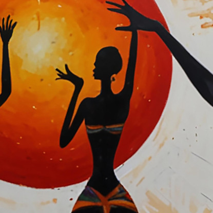 Quadro Etnico Donne Africane Celebrazione Al Tramonto afr19 quadro stampato su tela