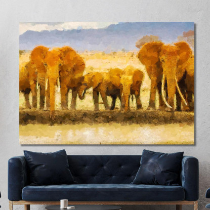 Quadro Famiglia Di Elefanti Africani Unione E Forza Nella Savana afr21 quadro stampato su tela