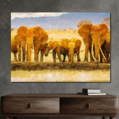 Quadro Famiglia Di Elefanti Africani Unione E Forza Nella Savana afr21 quadro stampato su tela