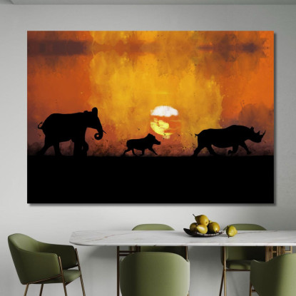 Quadro Tramonto Africano Con Animali afr27 quadro stampato su tela
