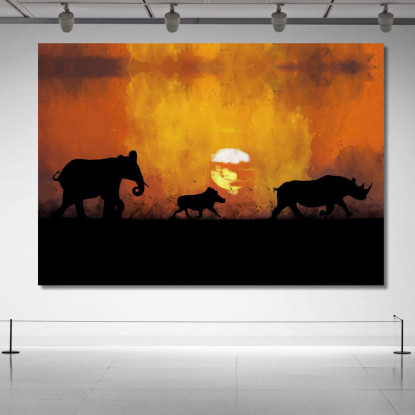 Quadro Tramonto Africano Con Animali afr27 quadro stampato su tela