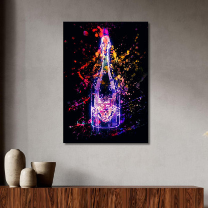 Quadro Moderno Champagne Astratto Dom Perignon Schizzi Fluo chm1 quadro stampato su tela
